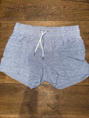 Athleta blue chambray linen Drawstring Shorts